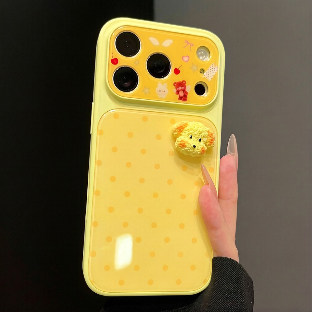 Ốp Điện Thoại Acrylic 3D Dog Dot Dâu Mèo Cho iPhone 17 Pro Max 16 15 14 13 Vỏ Bảo Vệ Chống Sốc