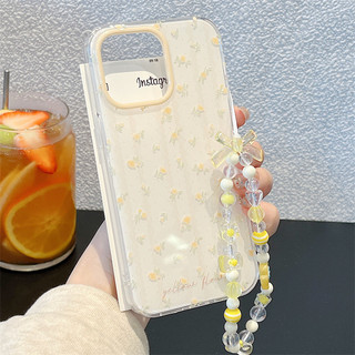 Họa tiết hoa màu vàng + vòng tay cho iphone17promax 16promax 15promax 15pro iphone15 14promax ốp lưng TPU iphone mới chống bụi