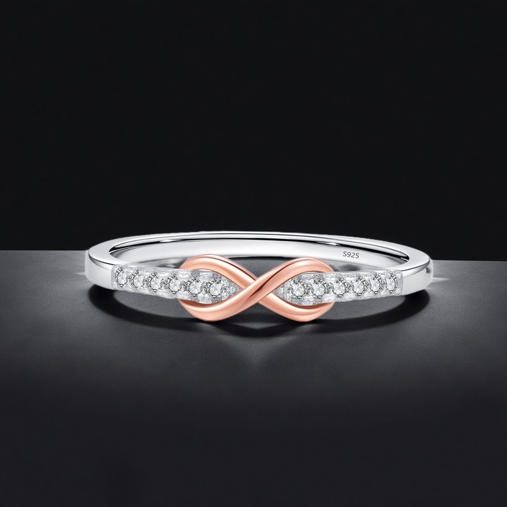 Bộ nhẫn nữ bạc S925 với đá zircon, thiết kế đơn giản và đa năng