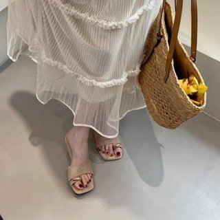 Giày Cao Gót Nữ Mũi Vuông Dày Gót Slip-On Thời Trang