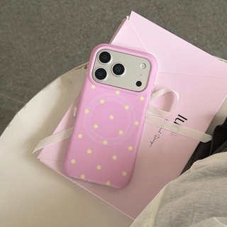 Ốp Lưng Cứng Tương Thích Với iPhone 13 14 14Pro 14ProMax 15 15Pro 15ProMax 16 16Pro 16ProMax 17 17Pro 17ProMax Vỏ Nam Châm Họa Tiết Điểm Sóng Vàng