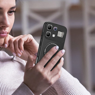 Dành Cho infinix Note 60 Pro 5G Ốp điện thoại Carbon Tecture Lưng Cứng Cạnh Mềm Có Thể Gập Lại Đế Chống Sốc Chống Rơi Mỏng Bao