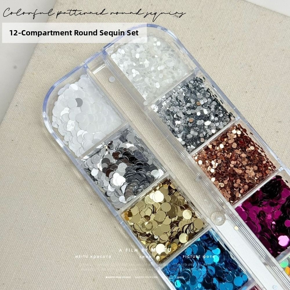 HIGHVIEWLS Phụ kiện nghệ thuật móng tay lấp lánh, 12 lưới sequins nhiều màu DIY, trang trí salon