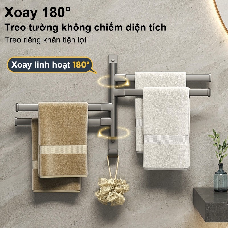 𝐎𝐥𝐢𝐟𝐞 Tiện Giá Đỡ Treo Khăn Xoay 180° Giá Treo Khăn Gắn Tường Tháo Lắp Móc Treo Đa Năng Dùng Phòng Tắm Phòng Bếp