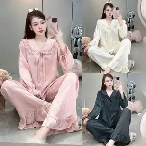 Bộ Đồ Ngủ Nữ JUSOKA Pijama LỤA GẤM Cao Cấp Siêu Xinh họa Tiết In Chìm Dễ Thương Dành Cho Nữ GA01