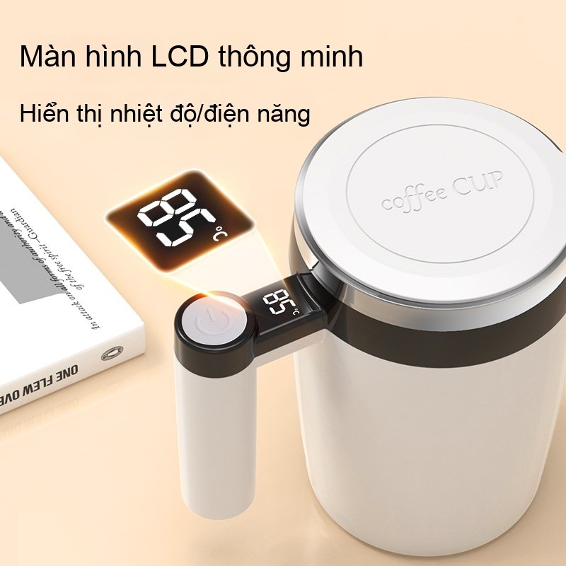 Cốc tự khuấy giữ nhiệt lâu - Tiết kiệm thời gian, Cốc Tự Động Khuấy, Cà Phê, Sữa Đa Năng, Inox 304, Hiển Thị Nhiệt Độ
