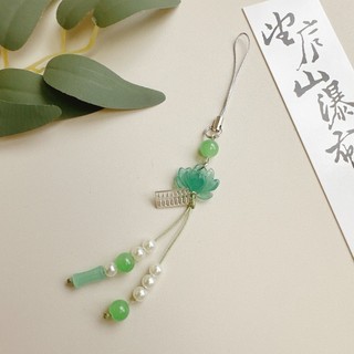 Mặt dây chuyền hoa sen đính cườm OLVIDO, Móc khóa phong cách Trung Quốc thủ công, Móc chìa khóa cổ điển dành cho nam giới