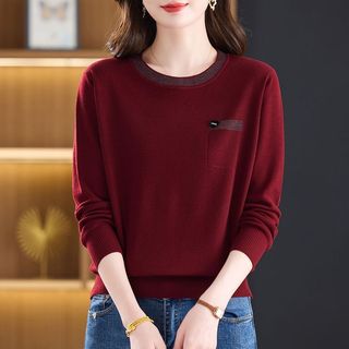 Dệt Kim Áo Len Rời Tay Dài Cổ Tròn Phong Cách Mới Cho Thu Đông