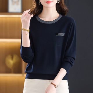 Dệt Kim Áo Len Rời Tay Dài Cổ Tròn Phong Cách Mới Cho Thu Đông
