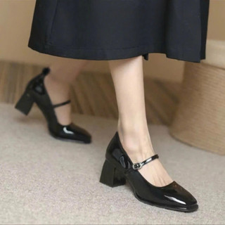 Rosa - Giày Búp Bê Lolita  Đế Vuông Cao Gót 7cm - Thiết Kế Vintage, Da Bóng Sang Trọng - CG-0739