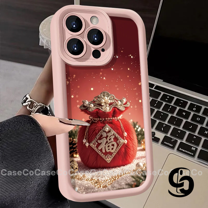 Vỏ Cho IPhone 17 16 13 12 14 11 15 ProMax X XSMax XR 14 7 16 6S 6  8 15 Plus SE2020 Ốp điện thoại hình túi may mắn tuyết