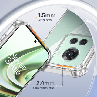 Dành Cho OnePlus 10R Ốp điện thoại Pha Lê Trong Suốt Cứng Chống Sốc 4-Corner Vỏ Mỏng Mỏng Chống Sốc