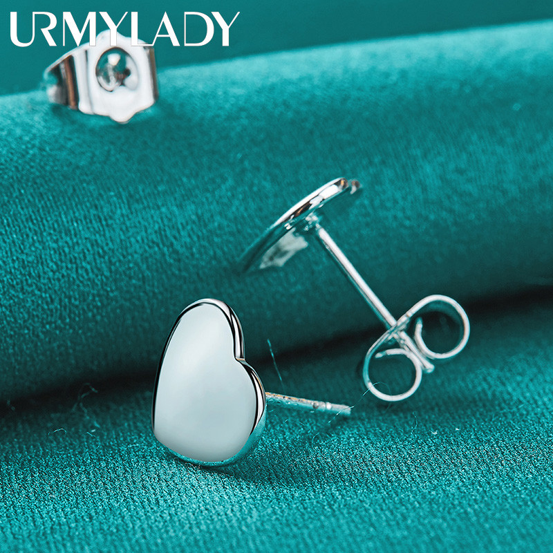 URMYLADY - Bông tai bạc 925 hình trái tim mịn, phù hợp tiệc cưới, trang sức thời thượng
