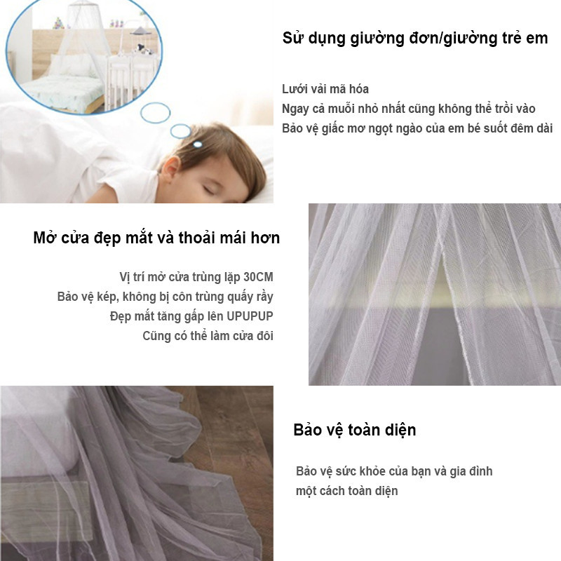 Màn Tròn Treo Trần Chống Muỗi Cao Cấp - Không Cần Giá Đỡ, Kiểu Công Chúa, Gấp Gọn Cho Phòng Ngủ & Ký Túc Xá