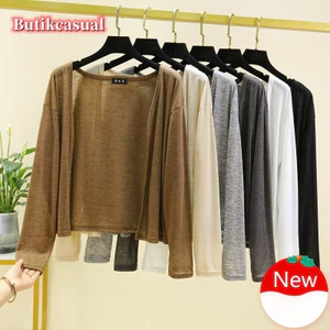 Áo Khoác cardigan Cotton Lanh Mỏng Dáng Rộng Thời Trang Xuân Hè 2023 Cho Nữ
