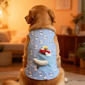 【Ready Stock】 2025 New Four Seasons Universal Border Collie Golden Retriever Cute Pet Internet Celebrity Clothes Cute Blue Plaid Duckling Doll Vest O63c