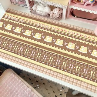 Tấm lót bàn NOOKSTORY, Khăn trải bàn bánh dâu chống trượt, Quà tặng hoạt hình Vải lanh-cotton Bàn Thảm trang trí máy tính để bàn
