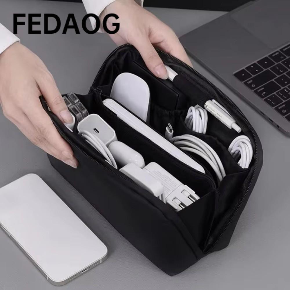 Túi lưu trữ cáp dữ liệu FEDAOG, Hộp đựng tai nghe sạc màu trơn di động, Túi vệ sinh du lịch nhiều ngăn chống nước bền bỉ