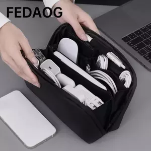 Túi lưu trữ cáp dữ liệu FEDAOG, Hộp đựng tai nghe sạc màu trơn di động, Túi vệ sinh du lịch nhiều ngăn chống nước bền bỉ