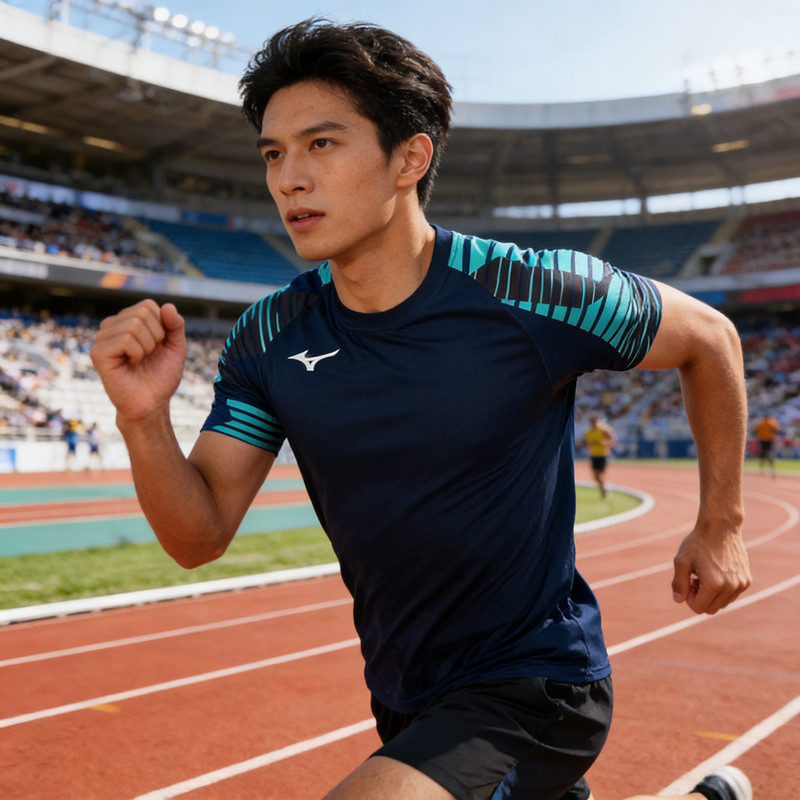 Áo sơ mi ngắn tay Mizuno, phù hợp cho thể thao và chơi cầu lông