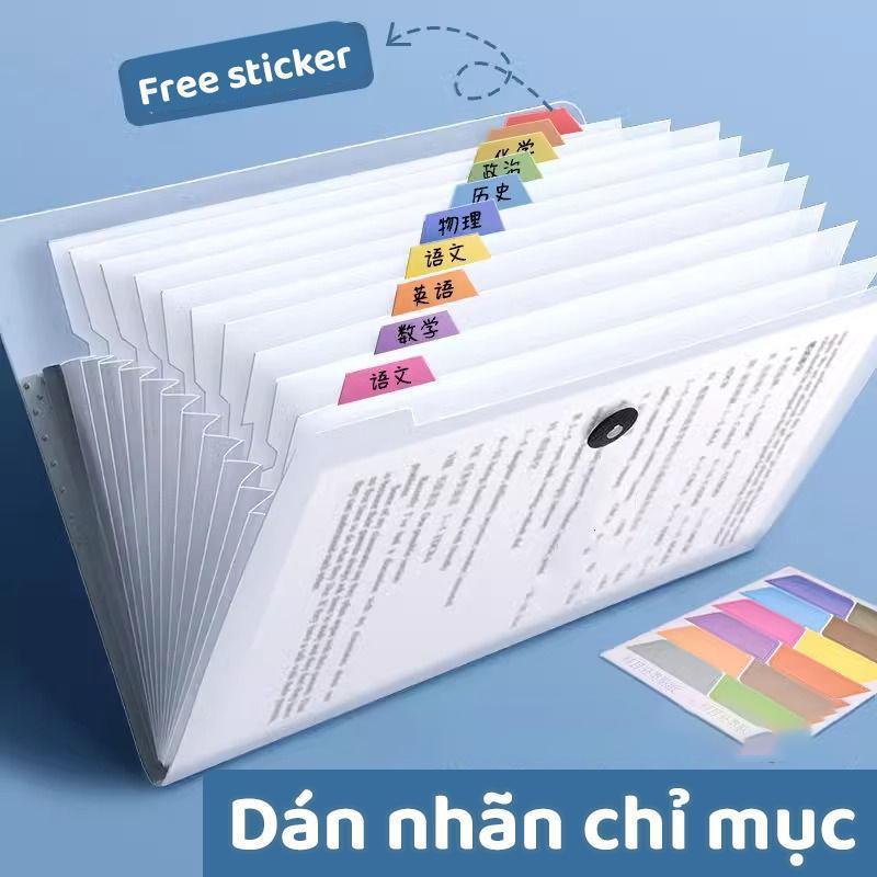 Túi đựng tài liệu A4 dễ thương với sticker gấu trúc, đựng tài liệu nhiều ngăn tiện lợi cho học sinh, nhân viên