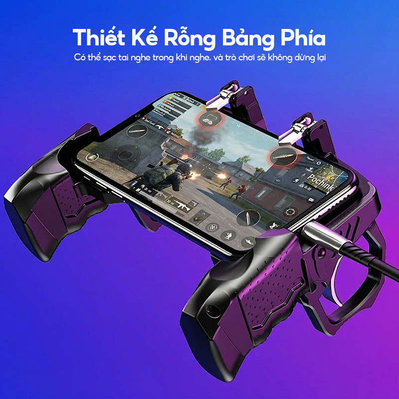 Tay Cầm Chơi Game Mobile Cò Bắn Kim Loại Nút Cơ Siêu Nhạy Cho PUBG Free Fire COD Mobile Game Trigger