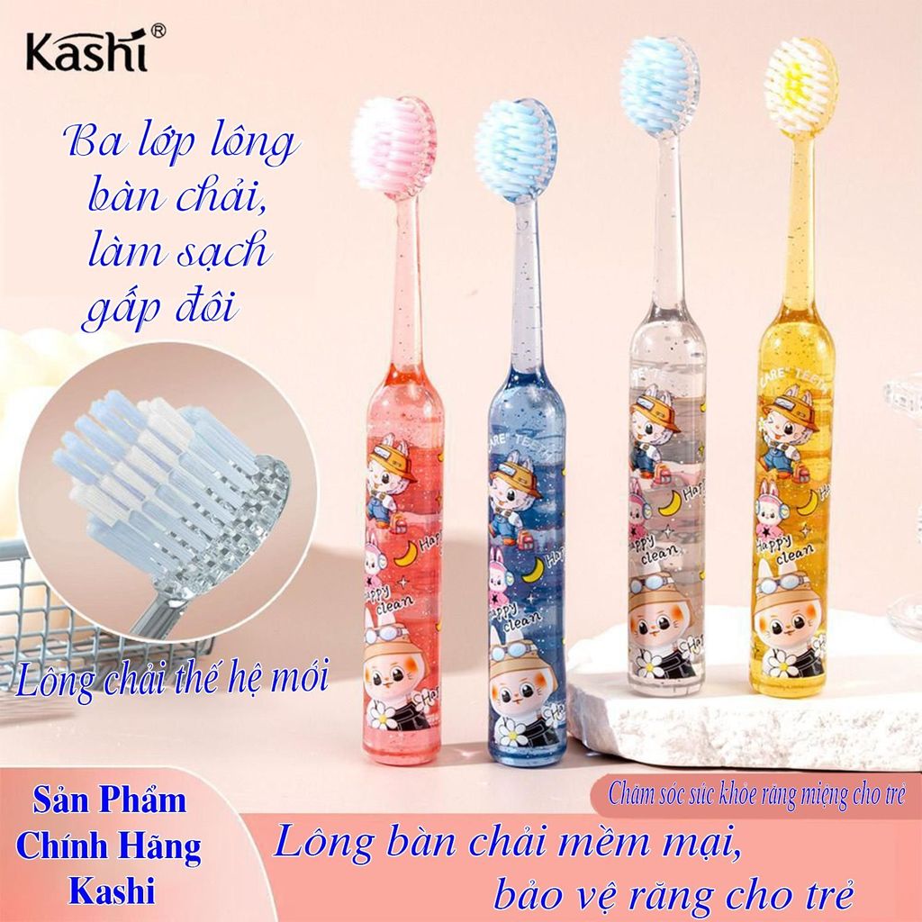 [ Vỉ 4 Chiếc ] Bàn Chải Đánh Răng Trẻ Em Họa Tiết Labubu Ngộ Nghĩnh, Lông Chải Mềm Mại Thích Hợp Cho Trẻ 3-12 Tuổi