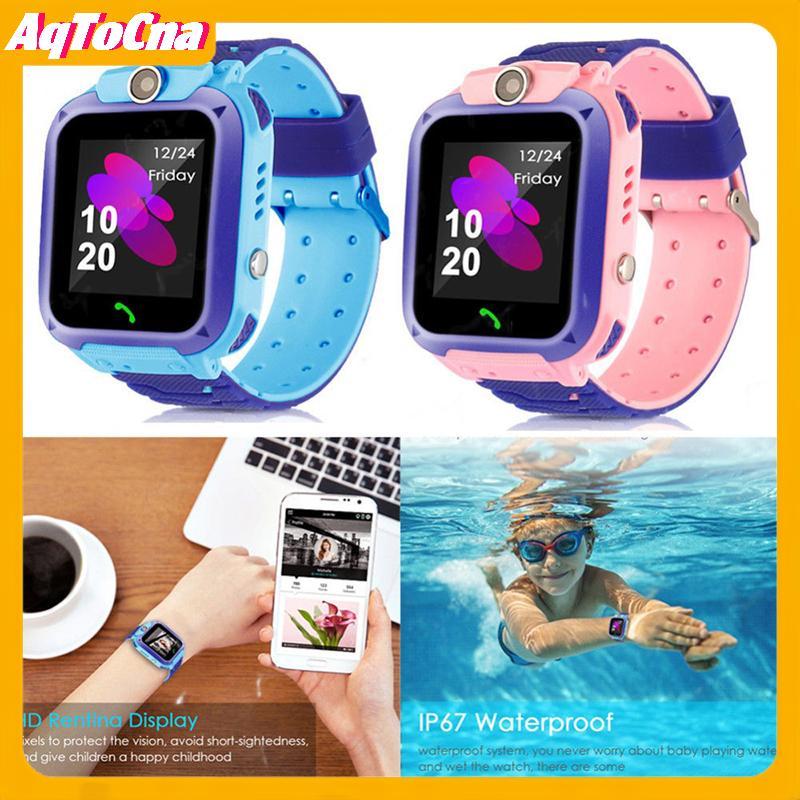 Đồng hồ điện thoại SOS thông minh dành cho trẻ em AqToCna Q12 Đồng hồ thông minh có thẻ Sim Ảnh chống nước Ip67 Quà tặng trẻ em AqToCna
