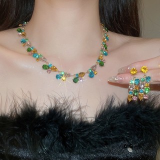 Bông tai và vòng cổ giọt nước zircon, thiết kế tinh tế và độc đáo