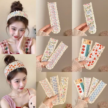 Họa Tiết Hoa Velcro Băng Đô Dễ Thương Ren Edge Nổ Miếng Dán Phụ Kiện Tóc Thời Trang Hàn Quốc