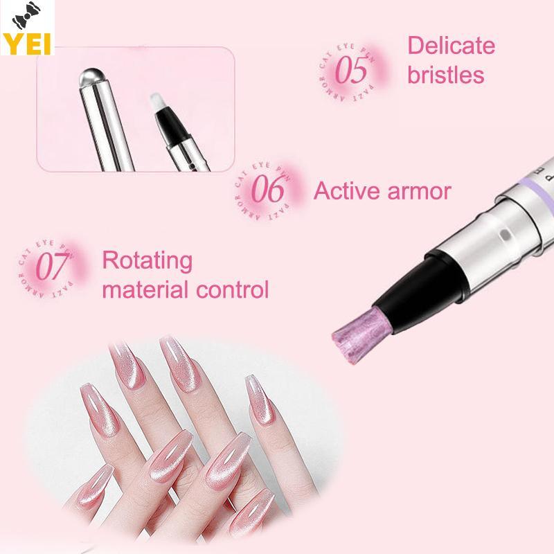 Bút từ tính mắt mèo 6 trong 1 gel sơn móng đa năng cho móng lười biếng, bút hạt từ tính dụng cụ chăm sóc móng