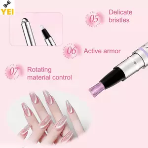 Bút từ tính mắt mèo 6 trong 1 gel sơn móng đa năng cho móng lười biếng, bút hạt từ tính dụng cụ chăm sóc móng