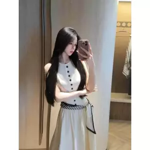 Áo Vest Nữ Phong Cách Đơn Giản Trắng Không Tay, Thích Hợp Đầu Mùa Xuân