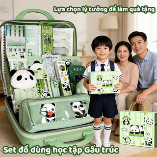 Văn Phòng Phẩm Đáng Yêu – Đồ Dùng Học Sinh Set Quà Tặng Túi Đựng Bút Gấu Trúc
