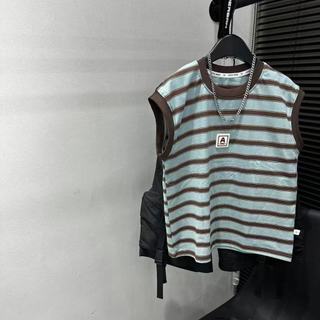 Rời Sọc Thời Trang Trẻ Em Top Mùa Hè Bé Trai Cotton Không Tay Áo Vest Eo Tay