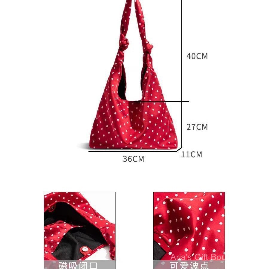 [Aria-G1] Túi Tote dung lượng lớn thời trang độc đáo đi lại bằng vải chấm bi cổ điển nhẹ nhàng ins một vai nách nữ