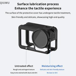 Ốp bảo vệ silicon máy ảnh thể thao QIUWU cho DJI Action 5 Pro Vỏ bảo vệ toàn diện Vỏ bọc ống kính chống trầy xước có dây treo.