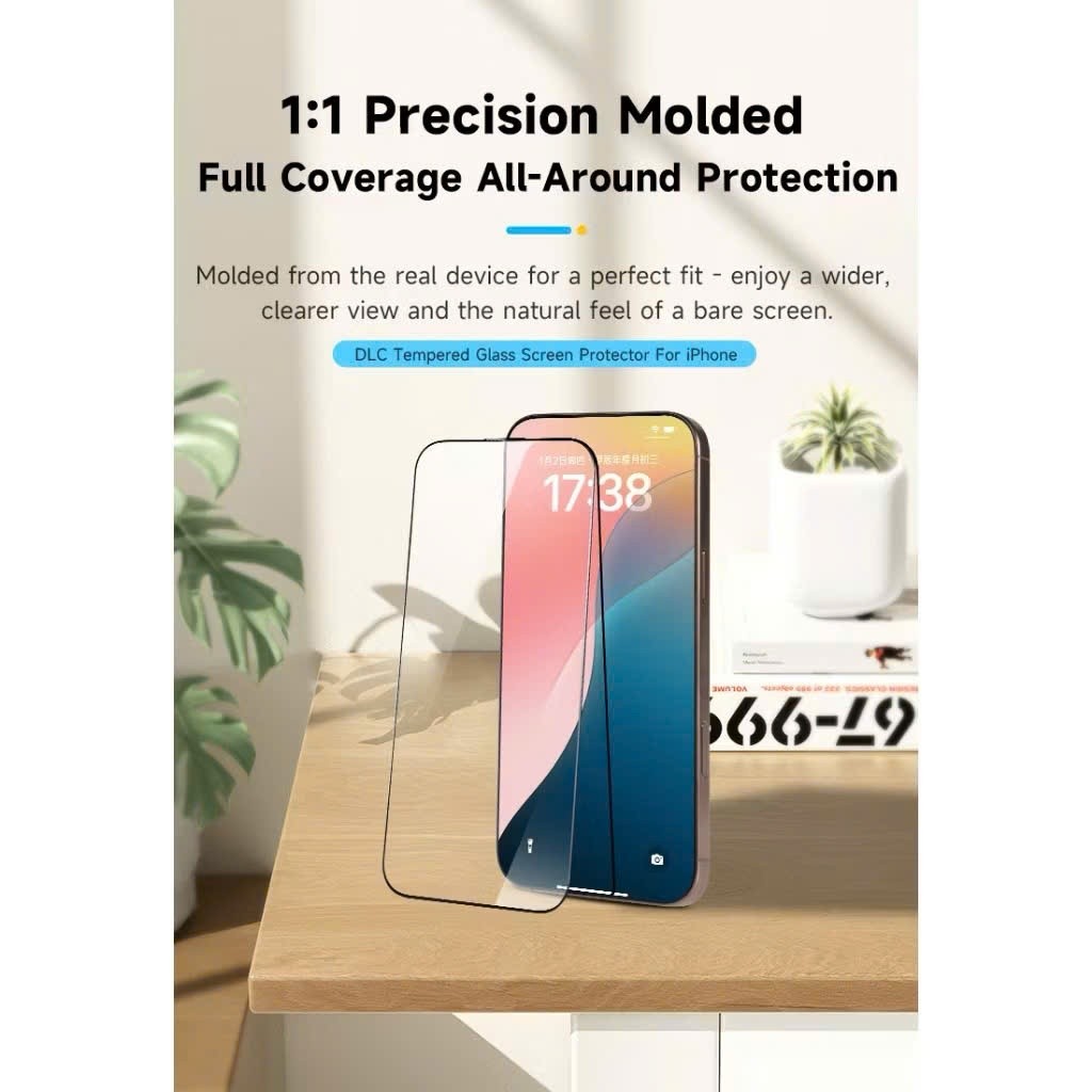 [Chính Hãng] Kính Cường Lực IP17/16 ProMax Hoda 3D Curved DLC Diamond Like Carbon Siêu Cứng Không Lẹm- Kèm Khung Trợ Dán