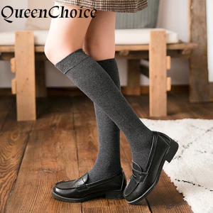 Đôi tất dài đến đầu gối màu đen, chất liệu cotton, phong cách Nhật Bản