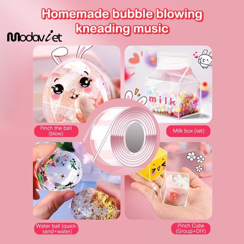 [modavietnamshop] Đồ chơi DIY Pinch Toy, băng keo Nano hai mặt tái sử dụng, màu sắc đẹp, độ bền cao, có thể thổi bong bóng
