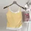 DARON Giả Hai Mảnh Camisole, Áo Crop top không tay chắp vá, Áo Vest thời trang Slim Fit phong cách Hàn Quốc Sweet Girl 's Tank Top Seaside