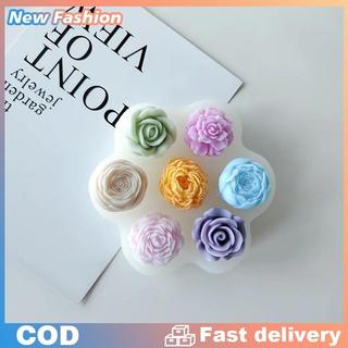 khuôn làm bánh 7 Trong 1 Hoa Silicone Khuôn 3D Rose Peony Cho Bánh Sô Cô La Nến Xà Phòng Nhựa