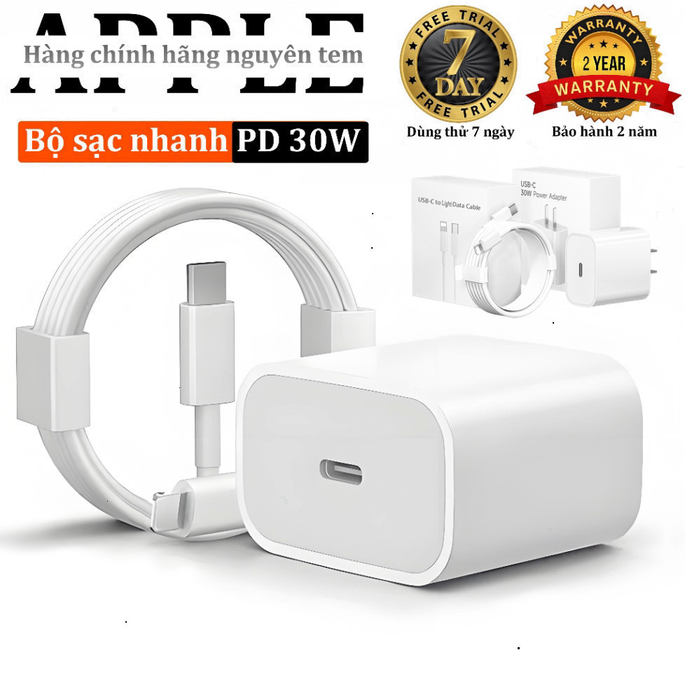 【Bộ sạc nhanh lP】Củ sạc nhanhPD30W/PD20W+Dây sạc nhanh 1m/1.5m/2m,Sạc nhanh nhiệt độ thấp Hàng chính hãng phụ kiện phone