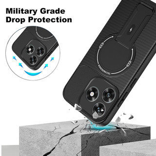 Dành Cho Honor X5c Plus / Play 10A 4G Ốp điện thoại Sợi Carbon Kết Cấu Mặt Sau Cứng Từ Tính Có Chân Đế Mềm TPU Cạnh Chống Sốc Mỏng Bao