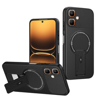 Dành Cho infinix Smart 20 4G / Smart 10 Plus / Spark Go 2 Ốp điện thoại Kết Cấu Sợi Carbon Mặt Sau Cứng Từ Tính Có Chân Đế Cạnh TPU Mềm Chống Sốc Mỏng