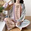 Shop Quốc Gia Hợp Thời Trang Cotton Polyester Homewear Jiangnan Series Nhỏ Lười Dài Tay Phù Hợp Với Otaku Retro Thoáng Khí Bộ Đồ Ngủ