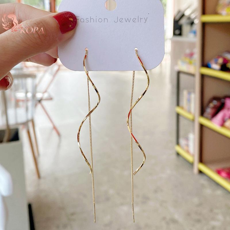 KOPA Bộ 2 Earring Dài Sóng, Phụ Kiện Trang Sức Thời Trang Cho Tiệc
