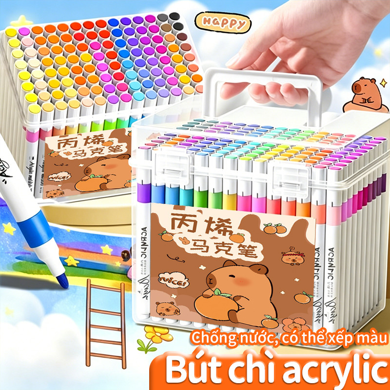 Hộp bút acrylic marker 60 màu – Bộ vẽ tranh toàn diện, phù hợp sáng tác trên mọi bề mặt.