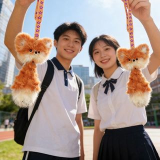 Mới Dễ Thương Đuôi Cáo Mặt Dây Chuyền Túi Móc Khóa Chất Liệu Hoạt Hình Búp Bê Cặp Đôi Búp Bê Bạn Gái Quà Tặng 260416