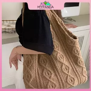 MYPANDA Túi dệt kim cổ điển mới Túi Tote dệt Túi đeo vai đa năng.